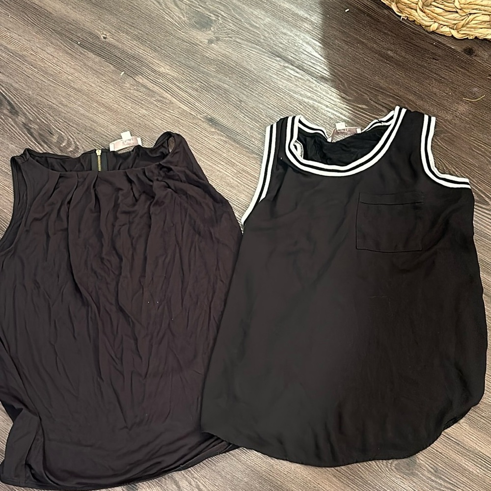 LOFT Bundle of 1 Women's Mixed Media Black Shell Tank Size Small